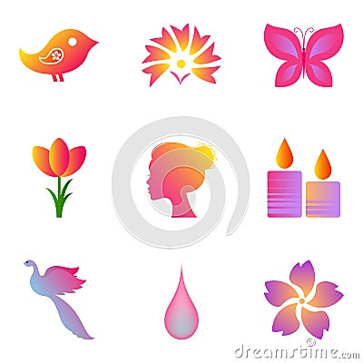 Spa and beauty icons set Vector Illustration