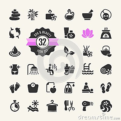 Spa & Beauty Icons Set Vector Illustration