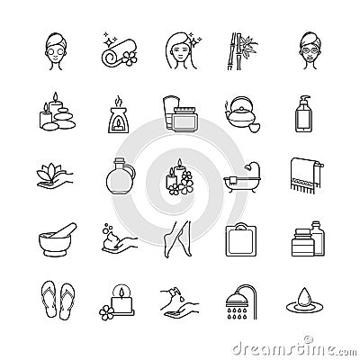 Spa and beauty outline icons Vector Illustration