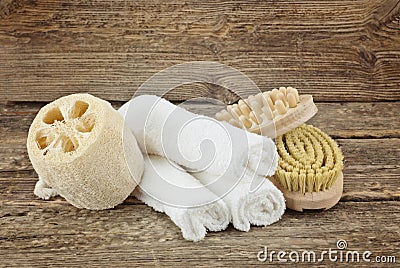 Spa composition with massage brushes Stock Photo