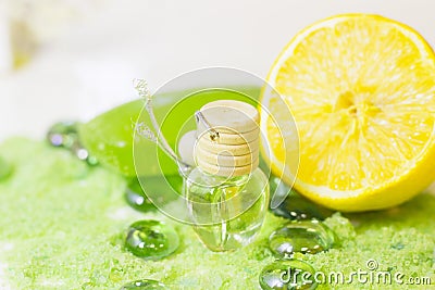 Spa concept with green bath salt Stock Photo