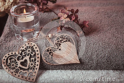 Wellness decoration, Spa concept in Valentine& x27;s Day Stock Photo