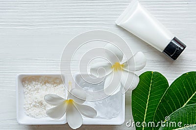 Spa cosmetic products organic nature for beauty massage health wellness background. Stock Photo