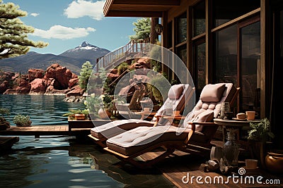 SPA daybed on the hotel terrace Stock Photo