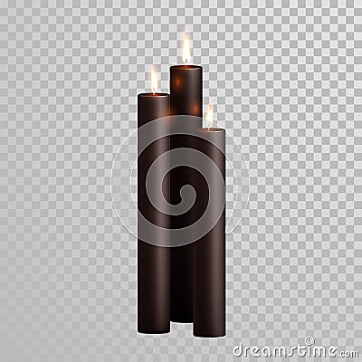 Spa decorative black brown aroma candle vector set Vector Illustration