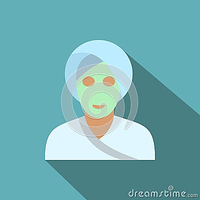 Spa facial clay mask flat icon Vector Illustration