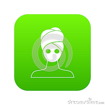 Spa facial clay mask icon digital green Vector Illustration