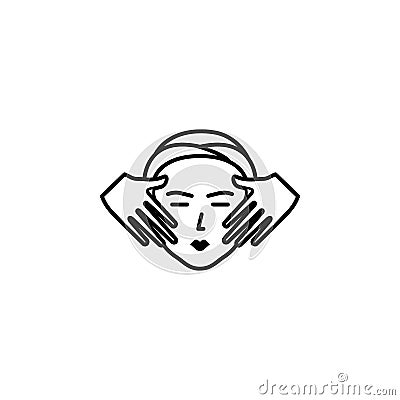 Spa facial treatment with massage outline icon. Signs and symbols can be used for web, logo, mobile app, UI, UX Vector Illustration