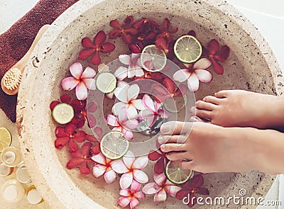 Spa foot treatment Stock Photo