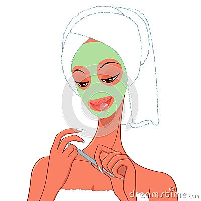 Spa girl & nail care Vector Illustration