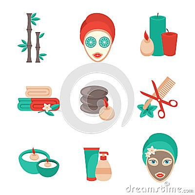 Spa icons set Vector Illustration