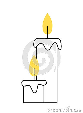 Spa line white candle concept Vector Illustration