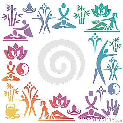 Spa Massage colorful Decorative Frame. Vector Illustration