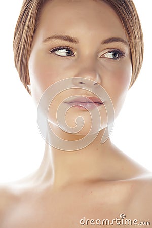 spa picture attractive lady young red hair isolated on white background Stock Photo