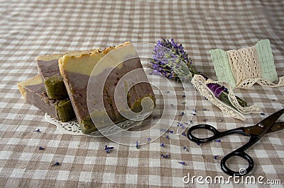 Spa resort and wellness composition - lavender flowers, coloured Stock Photo