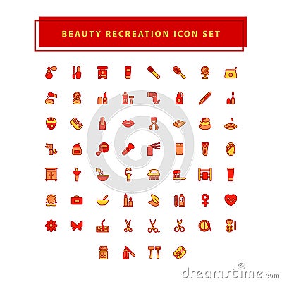 Spa salon icons set. vector set of recreation, wellness and beauty sign with filled outline style design Vector Illustration