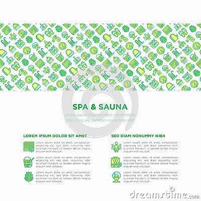 Spa, sauna concept with thin line icons Vector Illustration