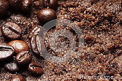 Spa scrub coffee and chocolate texture closeup Stock Photo