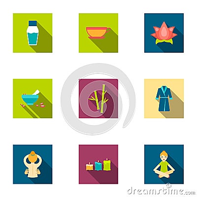 Spa set icons in flat style. Big collection of spa vector symbol stock illustration Vector Illustration