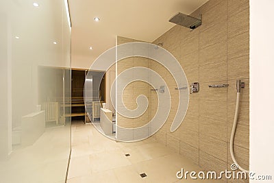 Spa shower at a private residence Stock Photo