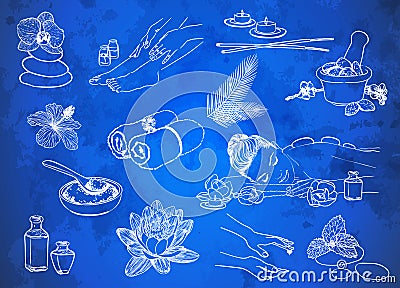 Spa sketch icon set Stock Photo