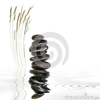 Spa Stones and Natural Grass Stock Photo