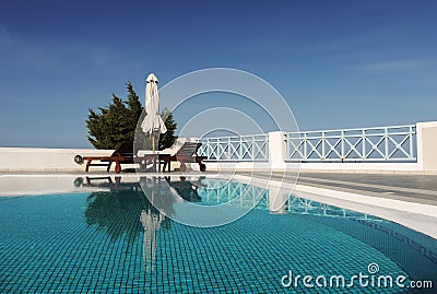 Swimming pool Hotel Terrace Stock Photo