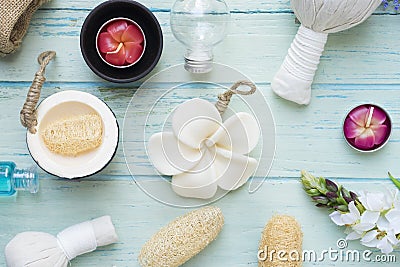 Spa theme object on wood background Stock Photo