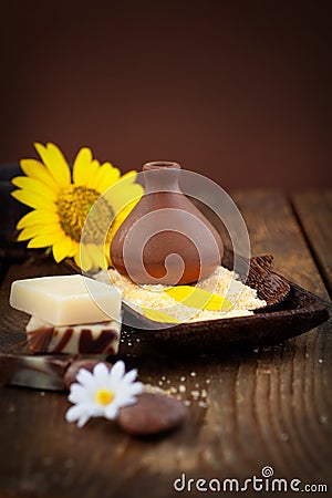 Spa theme with sunflower Stock Photo