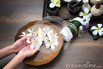 Spa treatment and product for female feet and manicure nails spa, Stock Photo