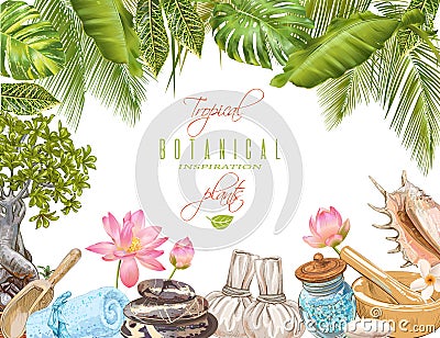 Spa tropical frame Vector Illustration