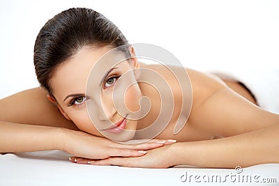 Spa Woman. Beautiful Woman Getting Spa Treatment. Stock Photo