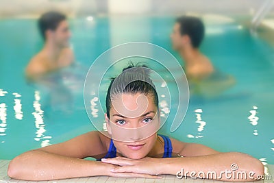 Spa woman portrait relaxed in pool water Stock Photo