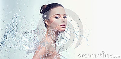 Spa woman with splashes of water Stock Photo