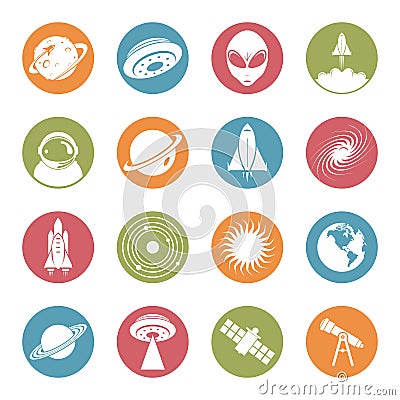 Space - Aerospace Technology Circle Colorful Flat Icon Vector Illustration