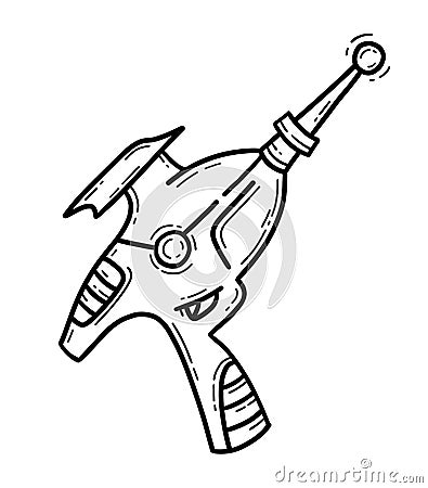 Space alien blaster gun vector icon in cartoon style Vector Illustration