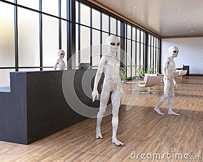 Space Aliens, Business Office, Sales Stock Photo