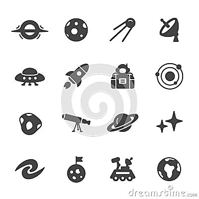 Space and Astronomy Icons Vector Illustration