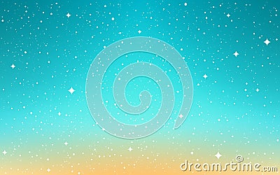 Space background. Cartoon cosmos. Color sky with shining stars. Bright cosmos with milky way. Aurora with stardust Vector Illustration