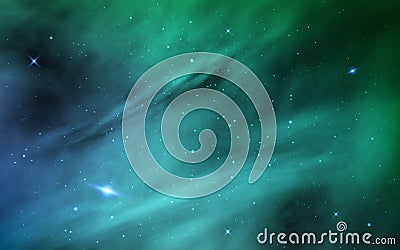 Space background. Cosmos realistic backdrop. Color galaxy and shining stars. Starry nebula with stardust and milky way Vector Illustration