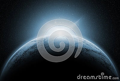 Space background with fictional planets Stock Photo