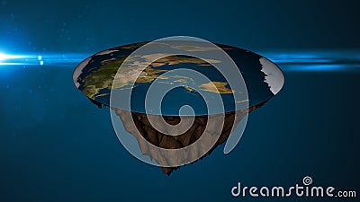 Space background with flat earth. Digital illustration Cartoon Illustration