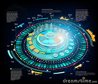 Space background or hightech futuristic interface infographic Vector Illustration