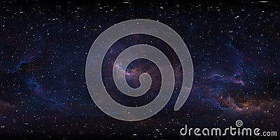 Space background with nebula and stars. Environment 360 HDRI map. Equirectangular projection, spherical panorama Cartoon Illustration