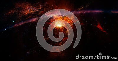 Fantasy alien galaxy nebula flash lens flare Stock Photo