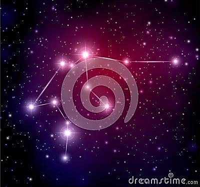 space background with stars and Aquarius constellation Vector Illustration