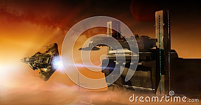 Space base on planet Mars Stock Photo