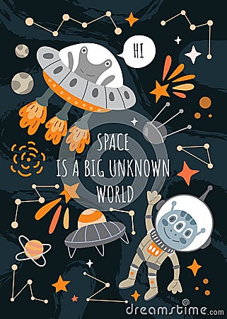 Space Is a Big Unknown World poster design Vector Illustration