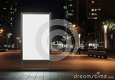 Space billboard commercial poster advertise board blank white street empty city Stock Photo