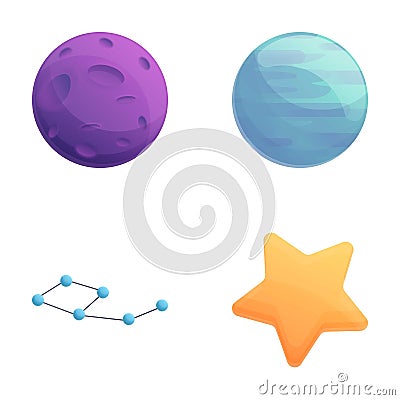 Space body icons set cartoon vector. Celestial body star and planet Vector Illustration